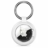 Inesore Anhänger for Apple AirTag Pendant,Carbon Fibre Texture Design hülle and Waterproof Case for Air Tag, Full Body Scratch-Resistant with Keyring for AirTags, Pet Collar,Luggage Tag, White