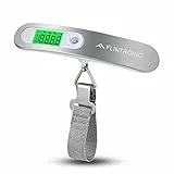 Flintronic Digitale Kofferwaage, Gepäckwaage, Tragbare Hängewaage LCD-Anzeige mit Haken, 50KG/110 lb, Tragbare Hängewaage mit Tara-Funktion und Hintergrundbeleuchtung für Reisen Küche-Keine Batterie