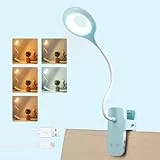 Akynite 3W Leselampe Blau mit akku, USB Aufladbare, Typ-C Ladung, 5 Farbwechsel und 5 Helligkeit, 28 LED Klemmlampe ohne Kabel, Bettlampe Touch Klemmbar, für Stilllampe Nachttischlampe