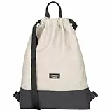 LARKSON Turnbeutel Damen & Herren Sand Grau - No 7 - Rucksack Damen für Sport und Festival - Beutel Rucksack Klein mit Innentasche - Außentasche für Schnellzugriff