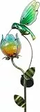 TERESA'S COLLECTIONS Solarlampen für Außen, Gartendeko für draußen Wetterfest,105CM, Solarleuchte Metall Gartenlampe, Kolibri-Blume für Terrasse, Muttertagsgeschenk Vatertagsgeschenk (L)