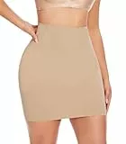 Joyshaper Unterrock Damen Shapewear Rock mit Hose Bauchweg Shaping Unterkleid Miederkleid Stark Formend Hohe Taille Miederrock Nahtlos Body Shaper Kleid Figurformende Unterwäsche Beige XL