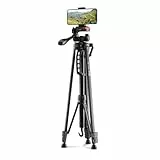 Hama Kamera Stativ (Kamerastativ & Fotostativ für Smartphone & Kamera, Tripod Smartphone, Handystativ, 3-Wege-Kopf, Schnellwechselplatte, höhenverstellbar 58–153 cm, bis 3 kg, mit Tasche)