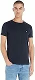 Tommy Hilfiger Herren T-Shirt Kurzarm Core Stretch Slim Fit, Blau (Desert Sky), XL