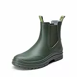 DREAM PAIRS Stiefel Damen Gummischuhe Halbhoch Chelsea Boots Frauen Ankle Wellies Wasserdicht Regen Bequem Anti-Rutsch,Size 39,Dunkelgrün,SDRB2405W-E