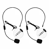 HUACAM Headset Mikrofon, 3,5 mm Head Mounted Mikrofon, 2er-Set Mini-Kabelgebundenes-Kopfbügelmikrofon, Freisprechmikrofon zum Singen, Kondensator Mic für Sprachverstärker, Lehrer, Redner, Trainer