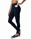 Havideto Leggings Baumwolle Damen mit Taschen, High Waist Blickdichte Leggings für Damen Stretch Bequeme Dunkelblau M/L