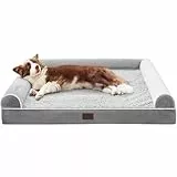 WESTERN HOME Hundebett Grosse Hunde Hundekörbchen Mittelgroße Hunde, Orthopädisches Hundebett Abwaschbar Mit Rand Grau L 71 x B 58 x H 16.5 cm