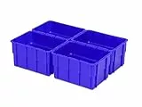1a-TopStore Einsatzkasten Einteilungs-Set für Eurobehälter, Schubladen mit Innenmaß 362x262 mm (LxB), 102 mm hoch, verschiedene Größen/Farben (4er Set, blau)
