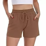 CAMPSNAIL Kurze Hose Damen Sommer Shorts Kurz Sport Hosen Baumwolle Sporthose Bequeme kurz Jogginghose (Taupe,L)