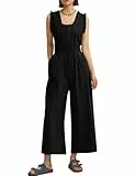 CHERFLY Jumpsuits für Damen, elegant, lässig, am Rücken gebunden, Sommer-Outfits 2025, Onyx Black, Medium