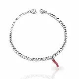 inSCINTILLE Armband mit Glückshorn und Edelstahlperlen, mit mitgelieferter Geschenkbox (Rot)