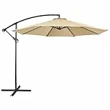 Yaheetech Ampelschirm Φ 300 cm Neigbar Achteckiger Sonnenschirm mit Kurbel Freiarmschirm für Terrasse/Balkon/Garten/Strand Hellbraun