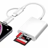 SD Kartenleser iPhone,SD Card Reader für iPhone/iPad/Kamera,SD Kartenleser USB C,iPhone SD Kartenleser,Speicherkartenleser mit Micro SD/SD-Kartensteckplätzen,Kartenlesegerät für SD/Micro SD/SDHC/SDXC