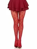 Leg Avenue Damen Love Struck Netzstrumpfhose mit Herzmotiv Strumpfhose, Rot/Ausflug, einfarbig (Getaway Solids), Einheitsgre