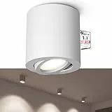 linovum CORI Deckenspot Aufputz weiß dimmbar mit LED Strahler GU10 neutralweiß 6,5W 230V - Aufbau Leuchte schwenkbar Ø80x84mm