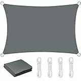 AFXXE Sonnensegel Rechteckig Wasserdicht UV-Schutz 3x4m, Balkon Ohne Bohren, Geeignet für Terrasse, Garten, Wohnwagen (Grau)