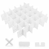 KEWUZY Schubladenteiler, Schubladeneinteiler, 16 Stück Schubladenteiler-Organizer, Schubladeneinsatz mit festen Beschlägen für Schrank Unterwäsche Socken DIY(Weiß)