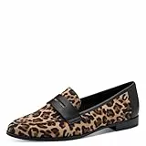 Marco Tozzi Damen Slipper aus Leder Spitz, Braun (Leo Cognac), 40 EU