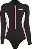 CRESSI Termico Long Sleeve Lady Swimsuit 2 mm - Damen Schwimmanzug Langärmelig , aus Stark Dehnbarem 2mm Ultraspan Double Lined Neoprene, Schwarz/Rosa/Weiß, M/3