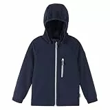 Reima - Vantti Softshelljacke für Kinder - Wasserdichte Übergangsjacke für Kinder, atmungsaktive Softshelljacke für Mädchen & Jungen mit abnehmbarer Kapuze - Navy, 134