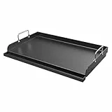 GFTIME Grillplatte 63,5 x 40,6cm, Universal Plancha für Gasgrills und Holzkohlegrills, Elektrogrill, Universal Grillpfanne Flache Oberplatte, Antihaftbeschichtung, Große Rechteckige Grillplatte