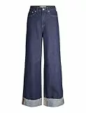 Jack&Jones Damen JXTOKYO Wide FOLD UP HW Jeans R6055 DNM Jeanshose, Dark Blue Denim, 28W / 32L