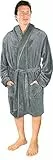NY Threads Schalkragen-Morgenmantel für Männer, Kuschelig weich, Loungewear und Nachtwäsche (Mittel, Stahlgrau)