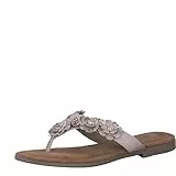 MARCO TOZZI Damen Pantoletten aus Leder mit Blumendekor, Beige (Powder Comb), 38 EU