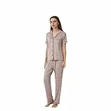 LANBAOSI Damen Kurz Schlafanzug Elastischer Bund Bottoms Kurzarm Set Zweiteilige