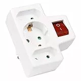 HEITECH schaltbarer Steckdosenadapter 3-Fach - 1 Schuko/2 Euro IP20