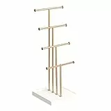 Amazon Basics Blatt Schmuckständer, Baum-Design, 4 Ebenen, Weiß/Messing