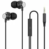 Lamkrtlp Kopfhörer mit Kabel, Kopfhörer mit Mikrofon und Lautstärkeregler, 3.5mm In-Ear Ohrhörer Kompatibel für Android Smartphone Laptop MP3 Players (Schwarz)