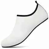 BARFULKER Badeschuhe Damen Herren Wasserschuhe Schnell Trocknend Schwimmschuhe Leicht Aquaschuhe rutschfeste Strandschuhe Surfschuhe Barfußschuhe für Männer Frauen Beach Pool, Weiß 34/35 EU