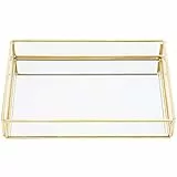 Yosoo Health Gear Elegante Glas Aufbewahrungsbox, Vintage Design, Gold Metallrahmen, Schmuck und Kosmetik Organizer, für Schlafzimmer und Badezimmer