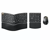 ProtoArc Ergonomische Tastatur Maus Set, EKM04 2,4 GHz Kabellos Ergo Tastatur Maus, Separater Ziffernblock, Geteiltes Design, Handballenauflage, Tastatur Split für Desktop, PC, Laptop, Windows