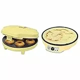 Bestron Donut Maker + Bestron Crêpes Maker im Retro Design, Gelb