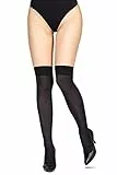 LORES Damen Mikrofaser Blickdicht Kniestrümpfe Oberschenkel Hoch Lange Warme Socken für Mädchen Cosplay Strümpfe 60 DEN, Nero Einheitsgröße