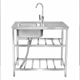 JIHAJU Spülbecken für die Waschküche, Spülbecken aus Edelstahl 304, Waschwanne für den Außenbereich Schmutzwasserspüle Für Garage, Restaurant, Küche, Waschküche, Innen und Außen(Double-Layer)