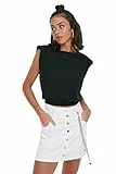 Trendyol Damen Trendyol Card Crop Knitted T-shirt T Shirt, Schwarz, L EU