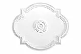HEXIM Perfect Stuckrosette B3073, 61x52cm - Deckenrosette weiß, aus PU/Polyurethane, Zierelement, Stuck, Wanddeko Wohnzimmer Lampe Oval