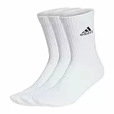 adidas Unisex Cushioned Crew Socks 3 Pairs, White / Black, 6.5-8