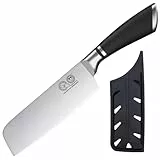 XYJ Stainless Steel Japanese Nakiri Knife With Cover,6.5 Inch Vegetable Knife,Razor Sharp Blade,Professional Cooking Chef Kitchen Knife,Meat Cleaver for Meat Cutting