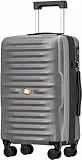 MGOB Koffer Handgepäck Hartschalen Trolley Polycarbonat Leicht Reisekoffer mit TSA-Schloss, 55x36x21cm, Silber