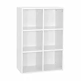 Mondeer Bücherregal, Regal mit 6 Fächer aus Holz, Weiß Modern für Wohnzimmer Arbeitszimmer, 60.5x30.3x90cm