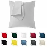Kissenbezug 35x35 Baumwolle Premium Satin 2er Set Kissenhülle Deko für Kissen Sofa/Bett Stoff Superweicher Resistent Hypoallergen Anti-Milben Kopfkissenbezug mit Verdecktem Zip Voll Waschbar