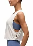 CRZ YOGA Damen Sport Tank Top Ärmelloses Leichte Fitness Crop Top Sommer Yoga Shirt Lässig Oberteile Sporttop Eisgrau/Weiß 38