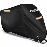 Favoto Motorrad Abdeckplane Outdoor Motorradabdeckung XXL 210T Oxford Stoff Abdeckhaube Indoor Motorradplane Staubdicht mit Wasserdichten Streifen verbessertes Schlossloch 245cmx105cmx125cm