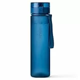 VINSUN Trinkflasche 1L dunkel blau - auslaufsicher, Kohlensäure geeignet, BPA frei, Tritan, Einhandbedienung - Leichte Wasser Flasche für Sport, Schule, Uni, Fahrrad