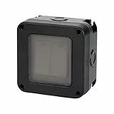SPORWAY Aufputzschalter Wasserdichte, Feuchtraum Schalter Aufputz, IP66 Waterproof Aufputzschalter, Auswechselbare Schalterfelder Lichtschalter für Außenbereich Garten Werkstatt (Doppelschalter)